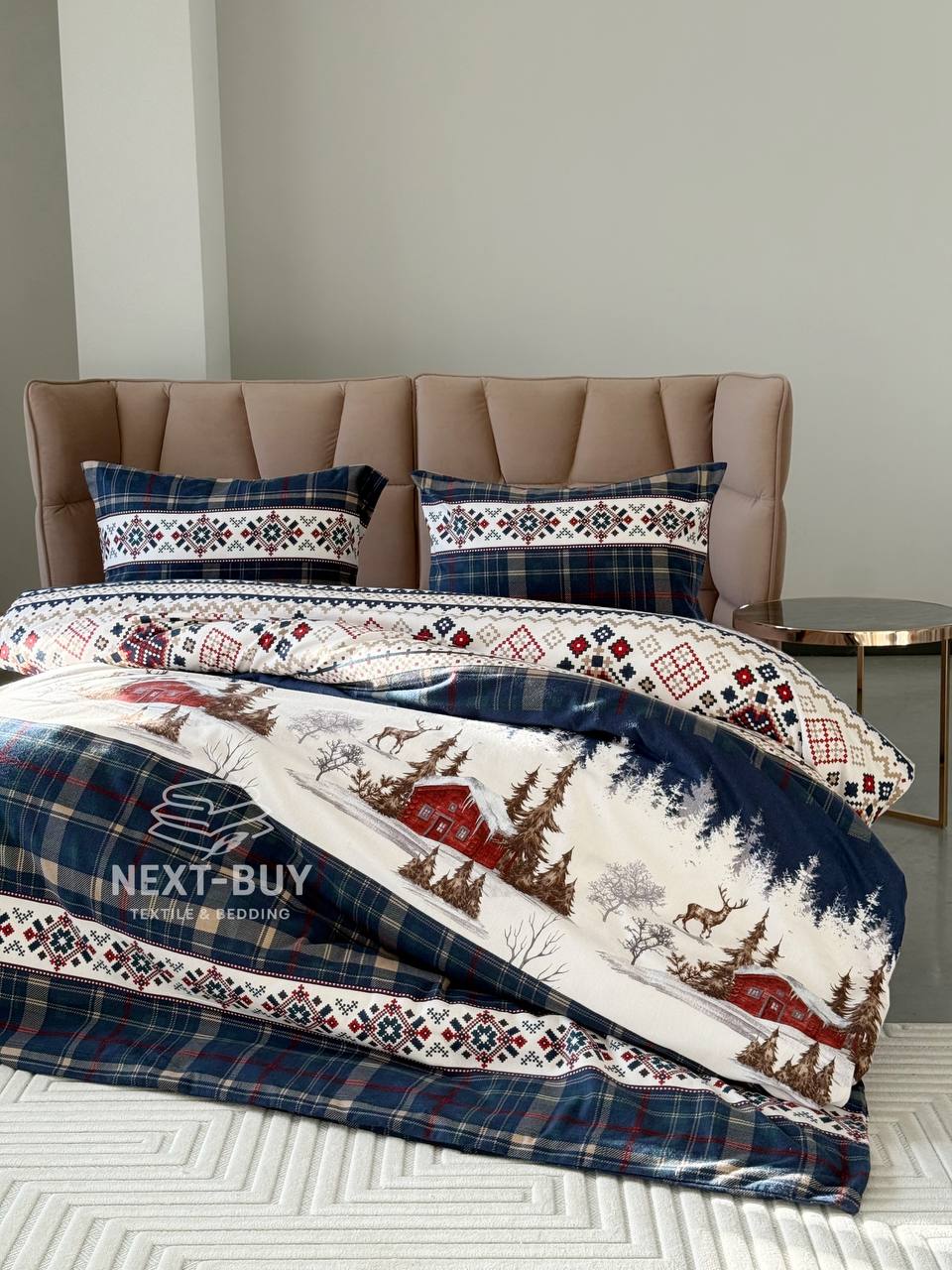 Постільна білизна First Choice фланель Nature navy сімейний 160х220х2