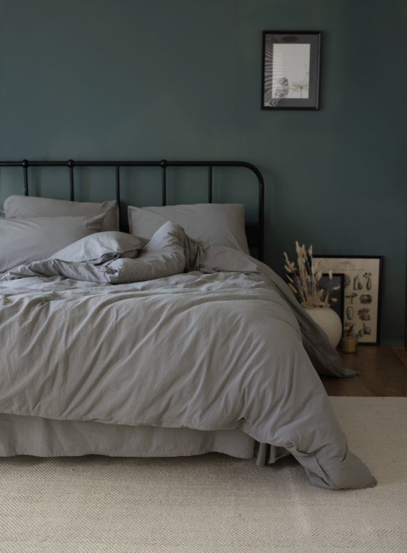 Постільна білизна JADORA GREY Natural Cotton Series з вареної бавовни, євро комплект 200×220