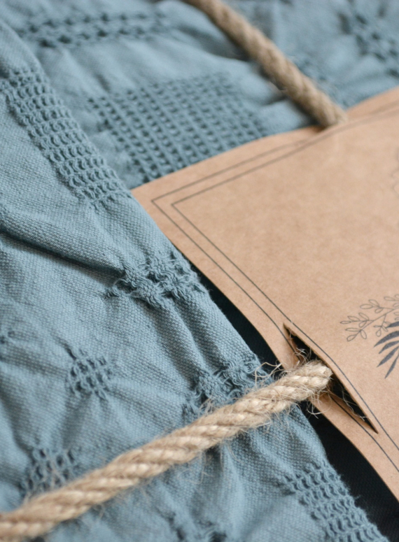 Ексклюзивна постільна білизна Limasso Kristal Akdeniz Mavisi 200x220 з вареної бавовни