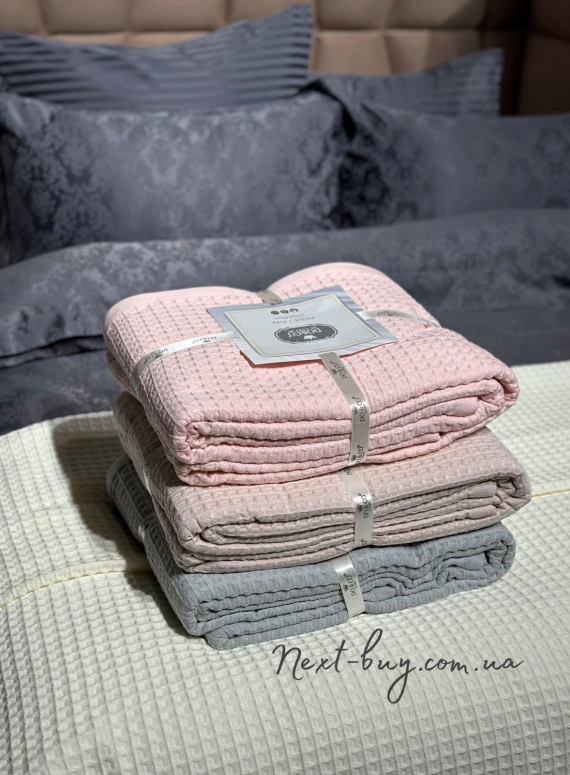 Легкий, вафельный плед-пике DO&CO Pike bej 220*240