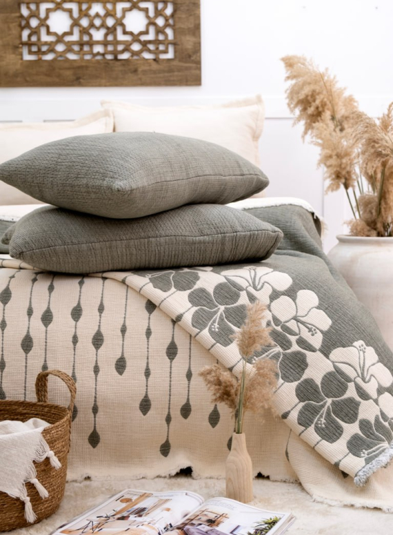 Муслінове покривало з наволочками Saheser Sole Haki євро Туреччина