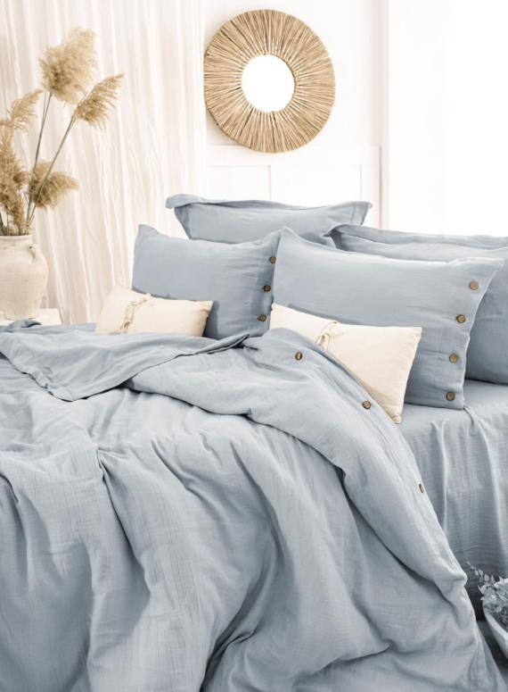 Постільна білизна Saheser Vetro Mavi євро 200х220 jacquard