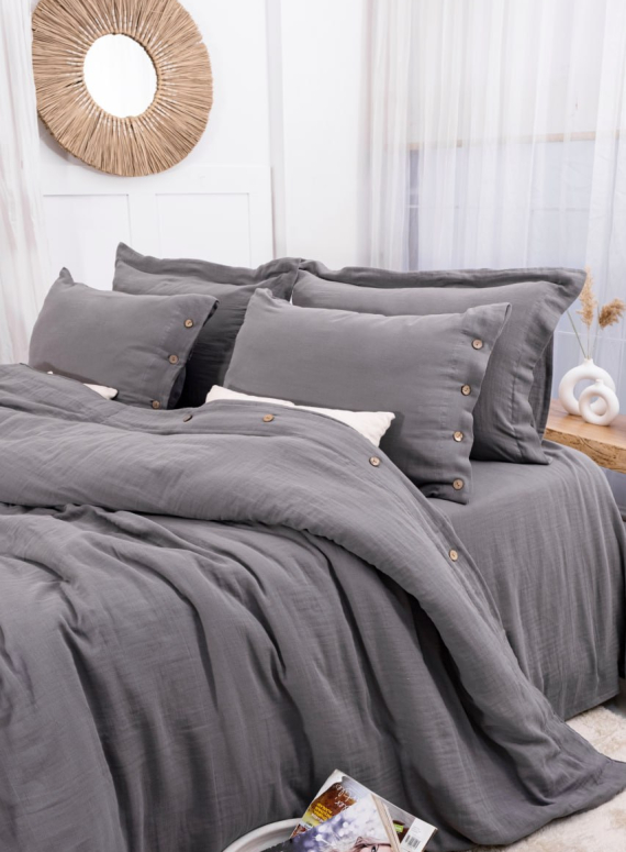 Постільна білизна Saheser Vetro Gri євро 200х220 jacquard