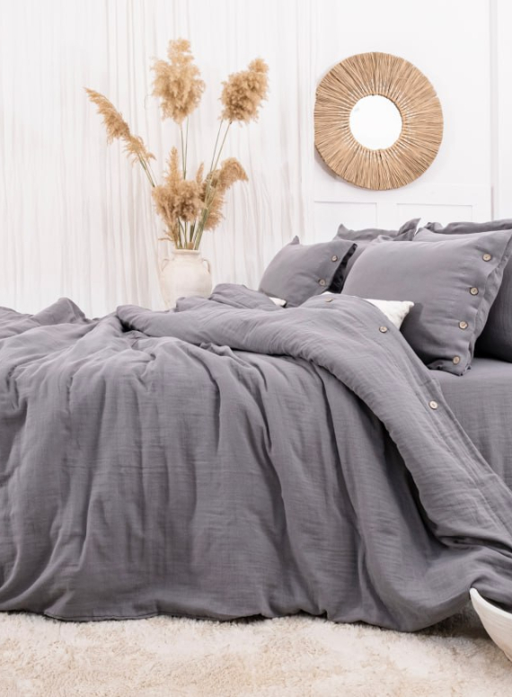 Постільна білизна Saheser Vetro Gri євро 200х220 jacquard