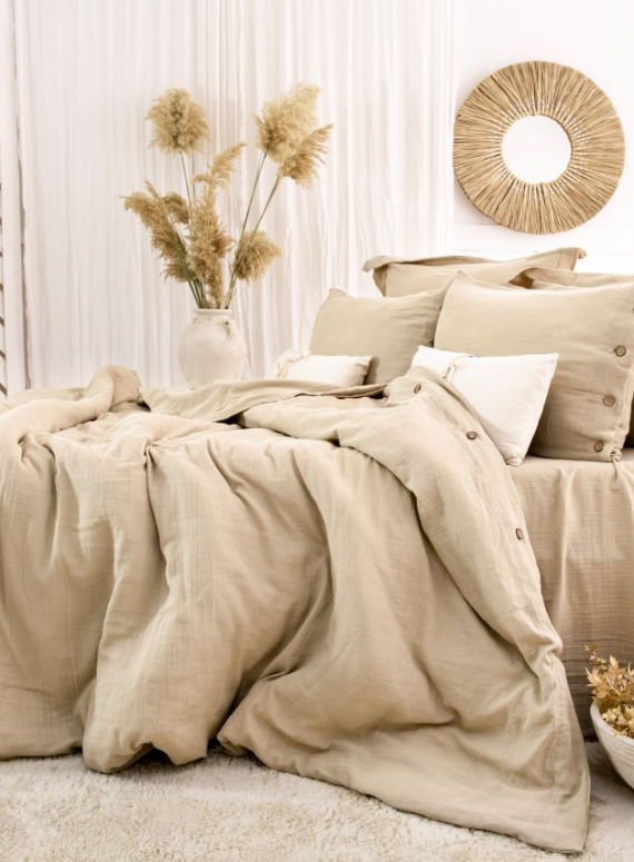 Постільна білизна Saheser Vetro Bej євро 200х220 jacquard