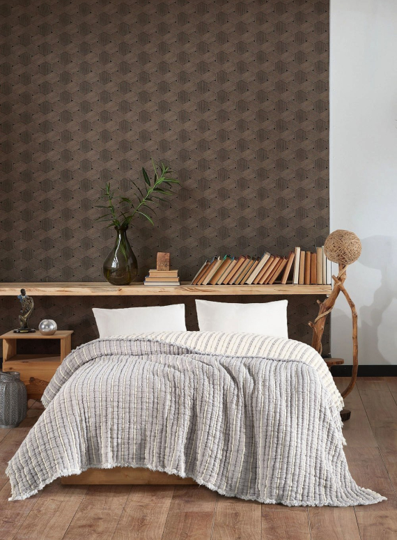 Муслінове покривало Saheser Luca Lacivert — 100% бавовна, 5-шаровий муслін, Туреччина