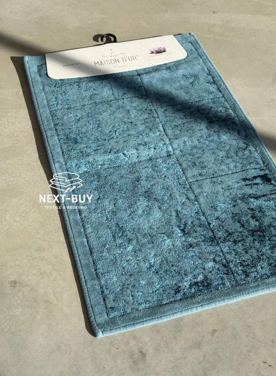 Набір бавовняних килимів для ванної Maison D’or Gardiner Patchwork Petrol 2 шт (60×100 см + 50×60 см) | Туреччина
