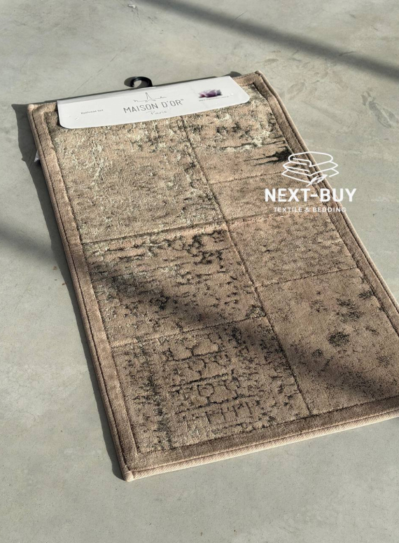 Преміум-набір килимів для ванної бавовняних Maison D’or Gardiner Patchwork Kahve 2 шт (60×100 см + 50×60 см) | Туреччина