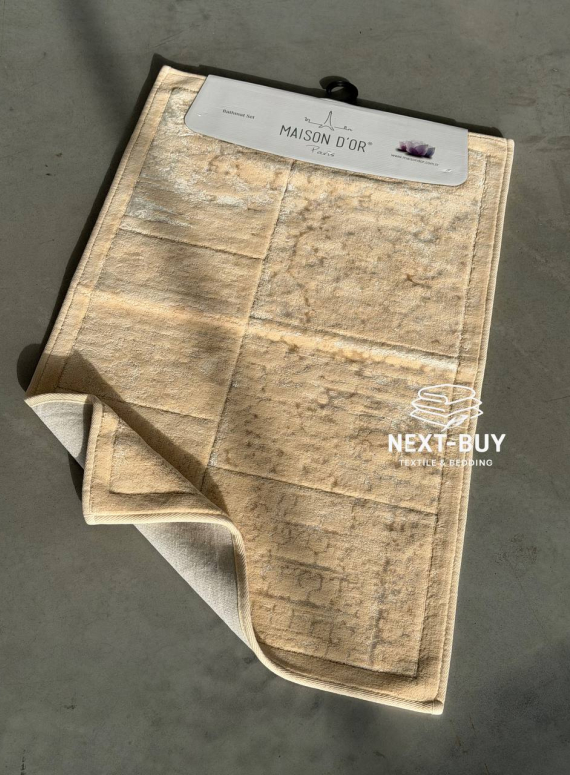 Преміум-набір килимів для ванної бавовняних Maison D’or Gardiner Patchwork Fildisi 2 шт (60×100 см + 50×60 см) | Туреччина