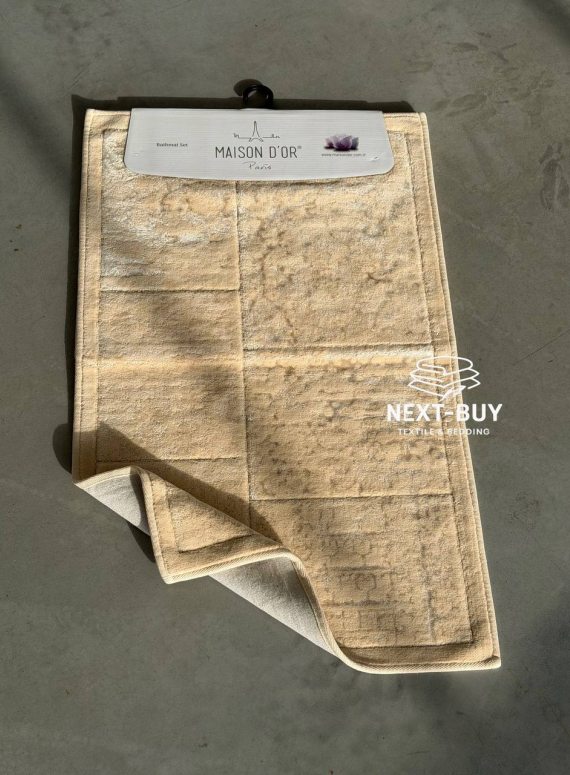 Преміум-набір килимів для ванної бавовняних Maison D’or Gardiner Patchwork Fildisi 2 шт (60×100 см + 50×60 см) | Туреччина
