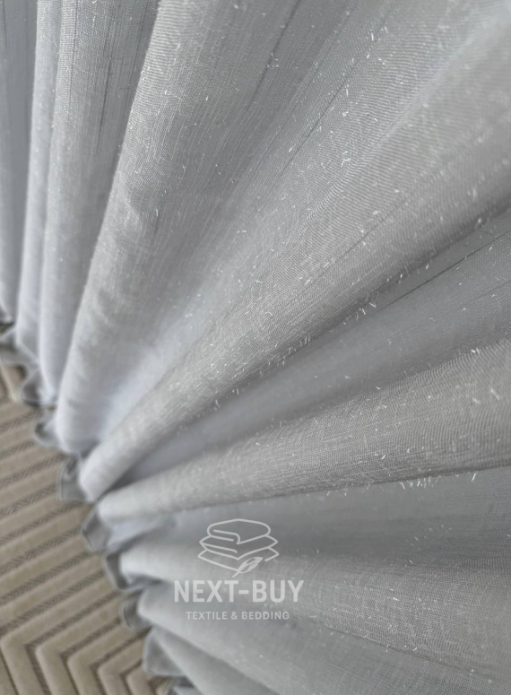 Тюль льон сірий з люрексовою ниткою Blue Shade Gri Туреччина