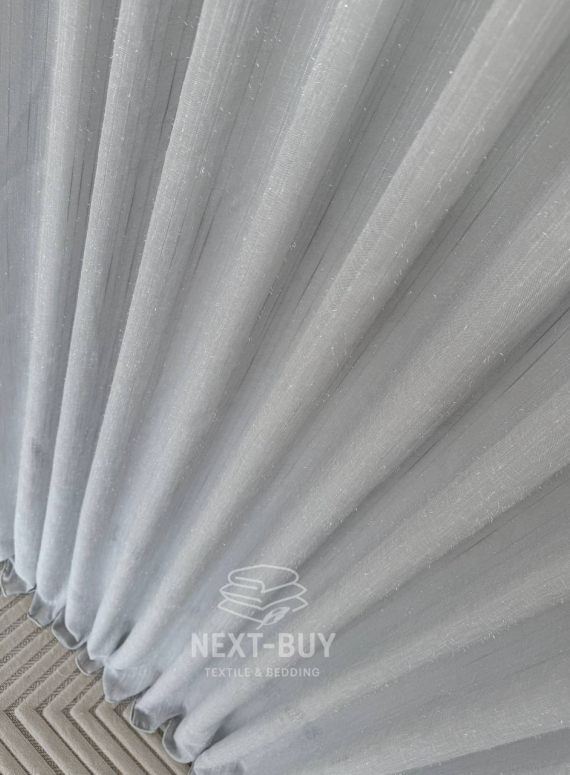 Тюль льон сірий з люрексовою ниткою Blue Shade Gri Туреччина