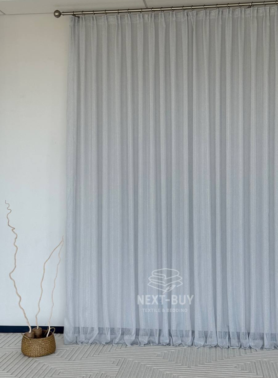 Тюль льон сірий з люрексовою ниткою Blue Shade Gri Туреччина