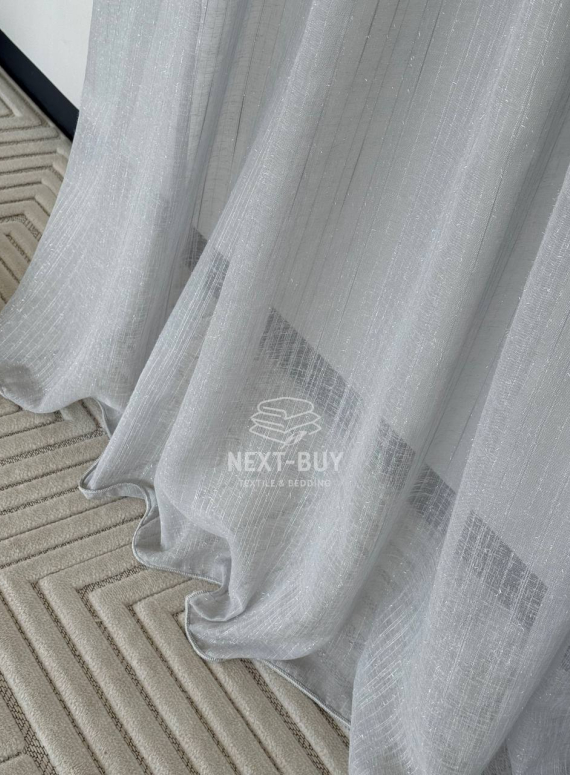 Тюль льон сірий з люрексовою ниткою Blue Shade Gri Туреччина