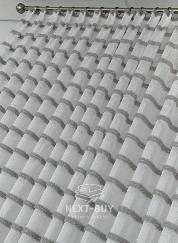 Тюль білий льон з квітковою вишивкою Bianca Fiora White Linen, Італія