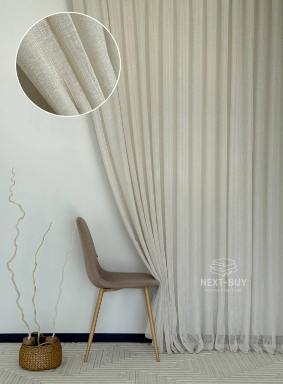 Тюль льон бежевий з люрексовою ниткою Blue Shade Bej Туреччина