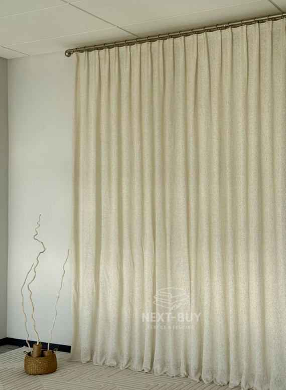 Тюль Boho фактурний льон — сітка Soft Weave Linen Beige Elegance Італія