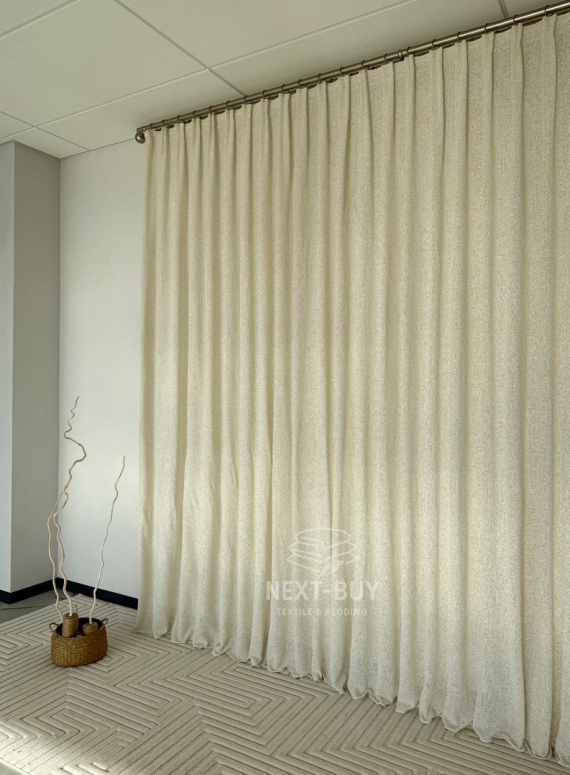 Тюль Boho фактурний льон — сітка Soft Weave Linen Beige Elegance Італія