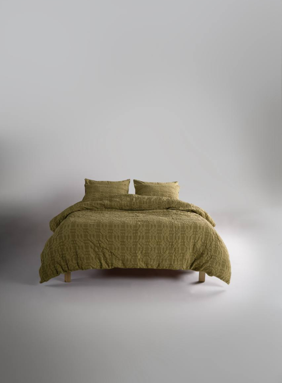 Эксклюзивное постельное белье Limasso Kristal Olive 200x220 из вареного хлопка