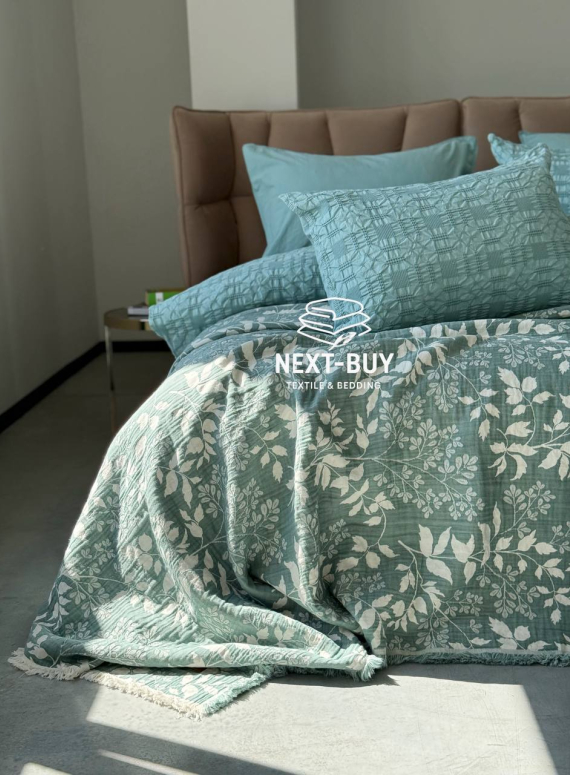 Муслиновое покрывало Saheser Model Amor Yesil евро Турция