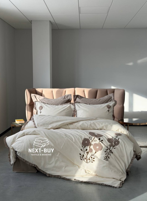 Постільна білизна Saheser Alessa Bej євро 200х220 з вишивкою