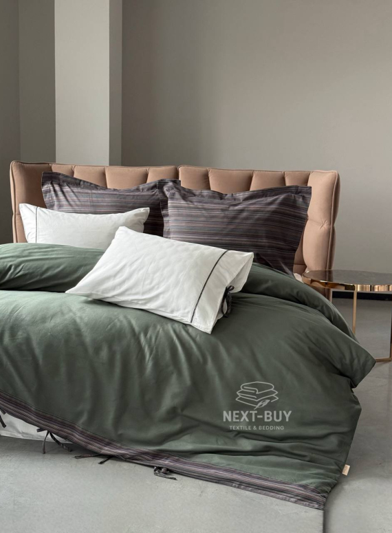 Elba Yesil Pasioni — постільна білизна з сатину преміум класу 210 TC з простирадлом на резинці