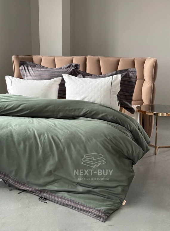 Elba Yesil Pasioni — постільна білизна з сатину преміум класу 210 TC з простирадлом на резинці
