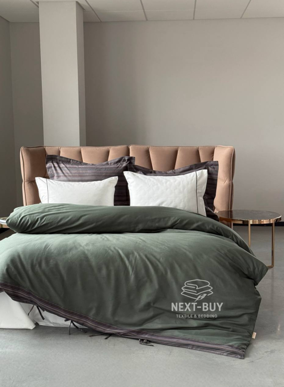 Elba Yesil Pasioni — постільна білизна з сатину преміум класу 210 TC з простирадлом на резинці