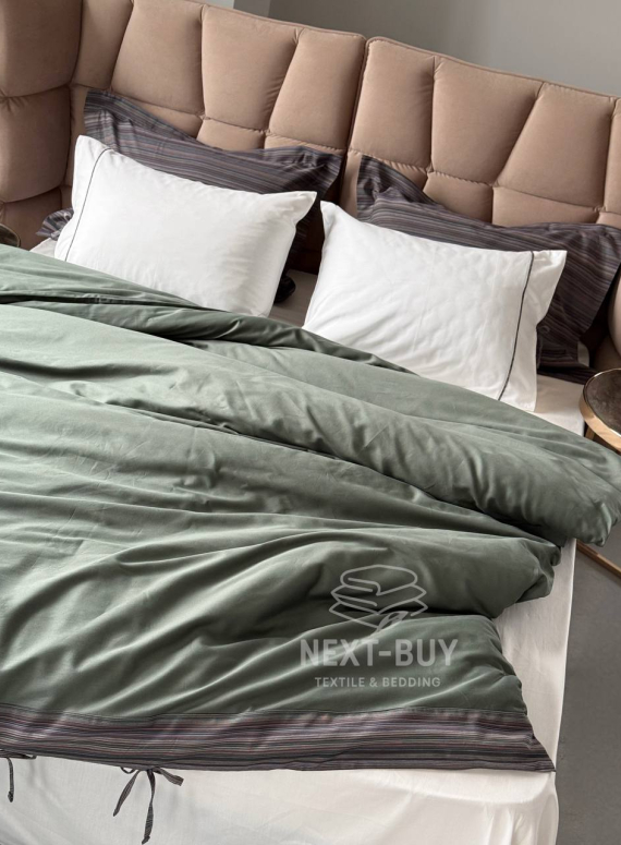 Elba Yesil Pasioni — постільна білизна з сатину преміум класу 210 TC з простирадлом на резинці