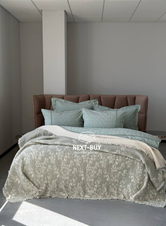 Муслиновое покрывало Misty Garden haki/krem евро Турция