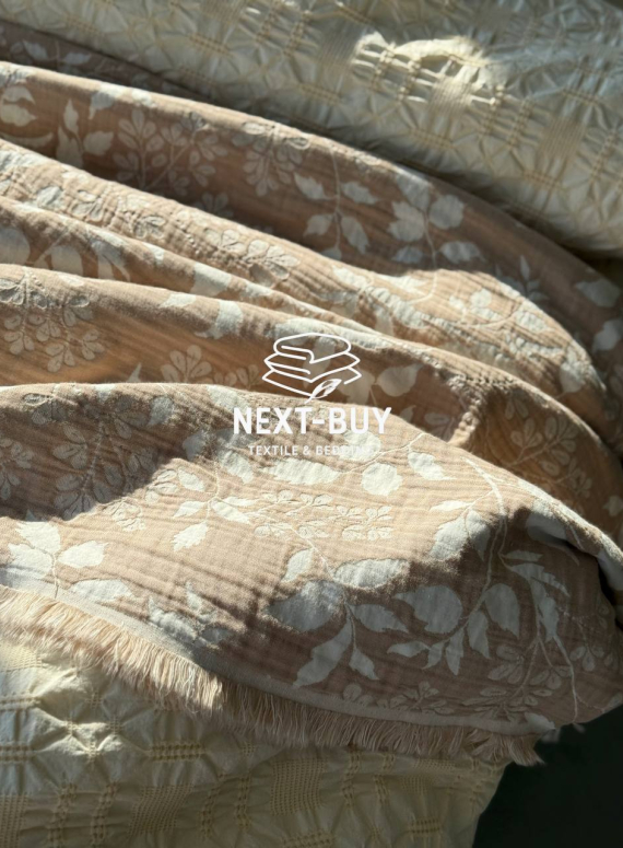 Эксклюзивное Семейное постельное белье Limasso Kristal akdeniz kremi 160х220(2шт) из вареного хлопка