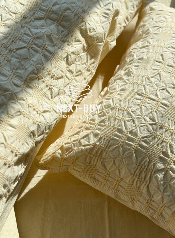 Эксклюзивное Семейное постельное белье Limasso Kristal akdeniz kremi 160х220(2шт) из вареного хлопка