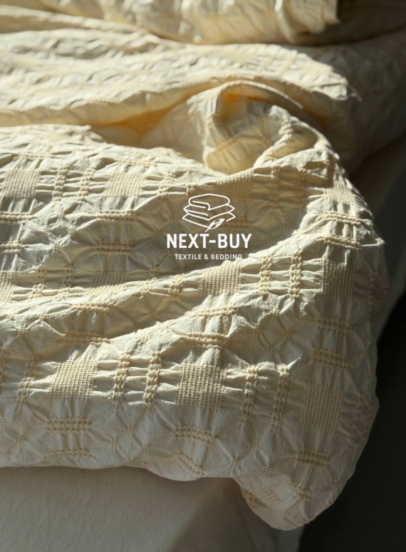 Эксклюзивное Семейное постельное белье Limasso Kristal akdeniz kremi 160х220(2шт) из вареного хлопка