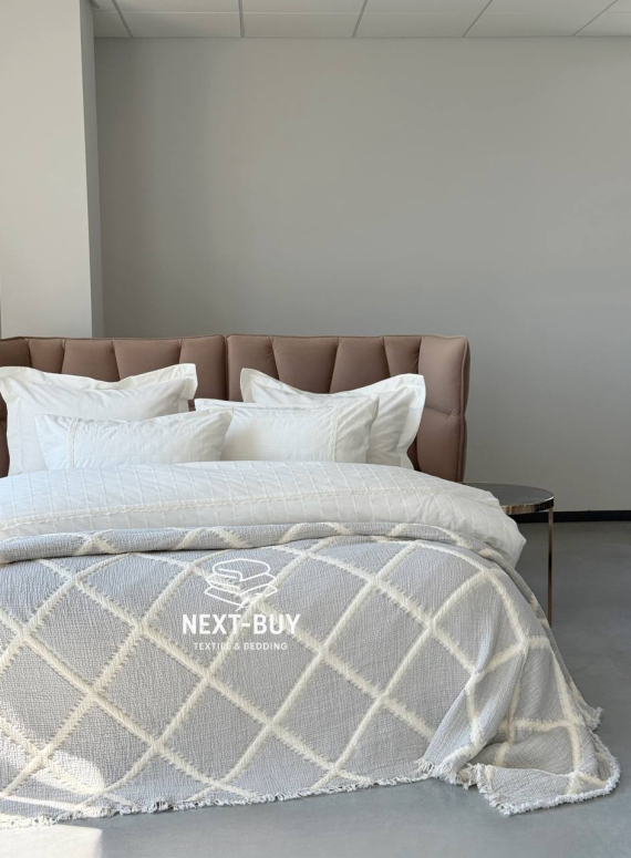 Муслиновое покрывало Sage bloom gri/krem евро Турция