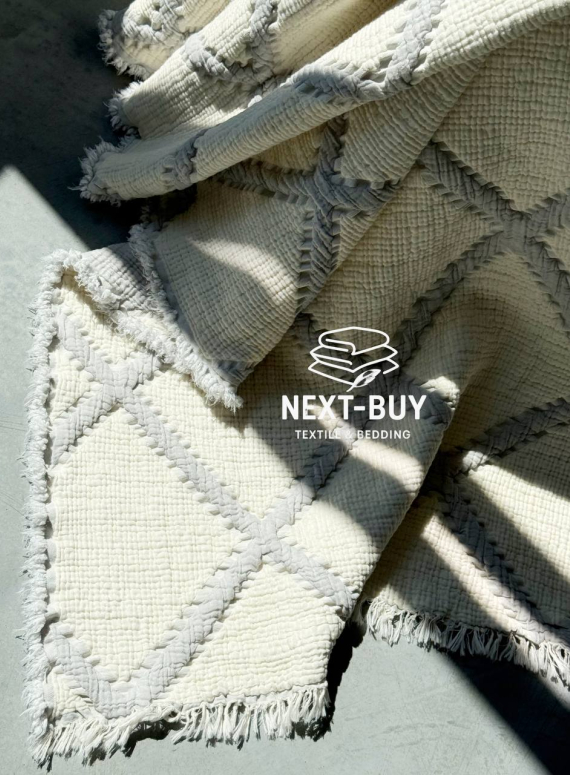 Муслиновое покрывало Sage bloom gri/krem евро Турция