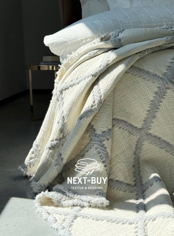 Муслиновое покрывало Sage bloom gri/krem евро Турция