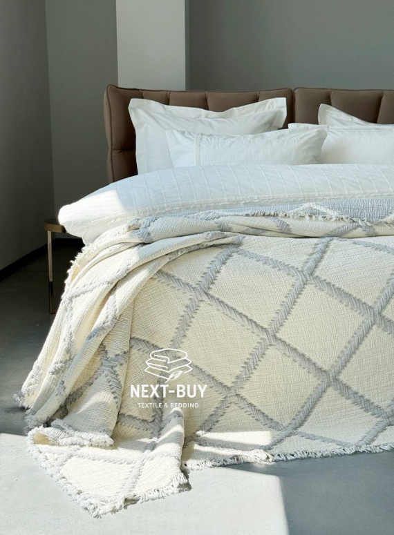 Муслиновое покрывало Sage bloom gri/krem евро Турция