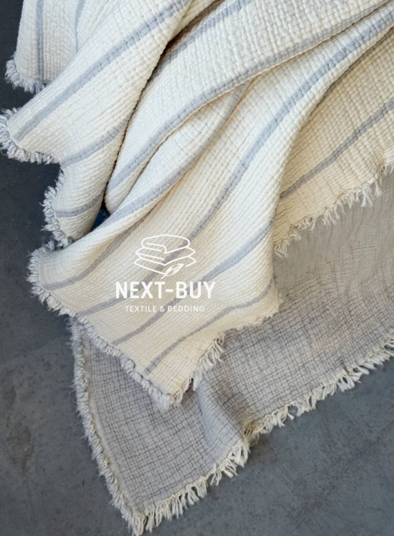 Муслиновое покрывало Nature veli gri/white  евро Турция