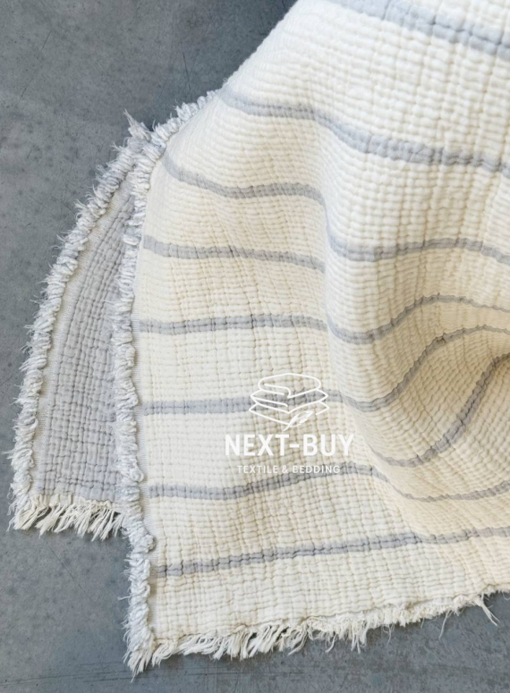 Муслиновое покрывало Nature veli gri/white  евро Турция