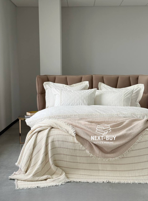 Муслиновое покрывало Nature veli krem/bej  евро Турция