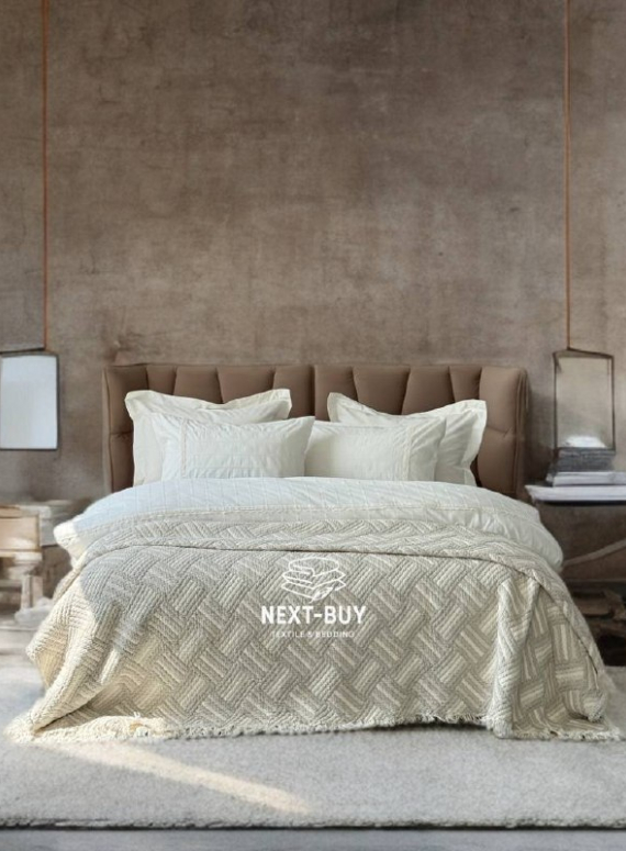 Муслиновое покрывало Morning mist gri/krem евро Турция