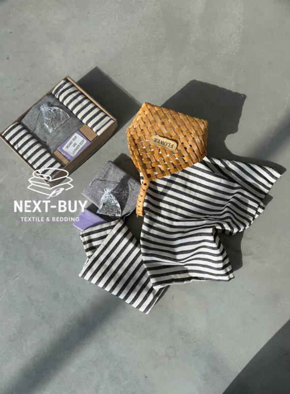 Подарунковий набір кухонних рушників Mercan Rose Black&White з ароматом лаванди 40х60 (Туреччина)