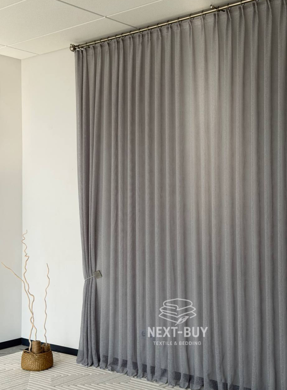 Тюль однотонний сірий льон Linen Sofia Veil преміум якість Туреччина