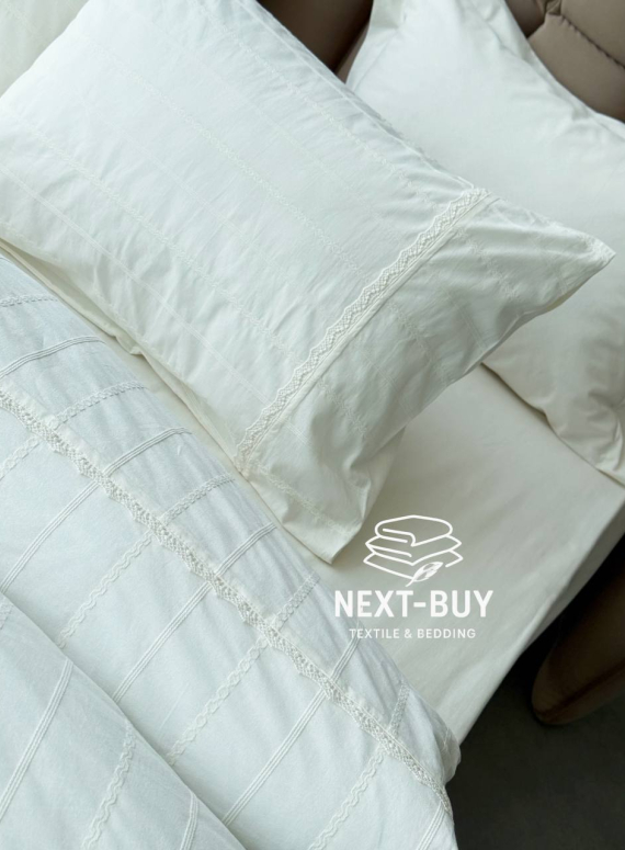 Постільна білизна з простирадлом на резинці Saheser Jasmin Krem