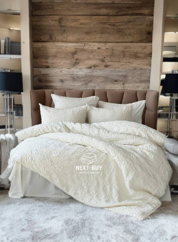 Эксклюзивное Семейное постельное белье Limasso Kristal Snow white 160х220(2шт) из вареного хлопка