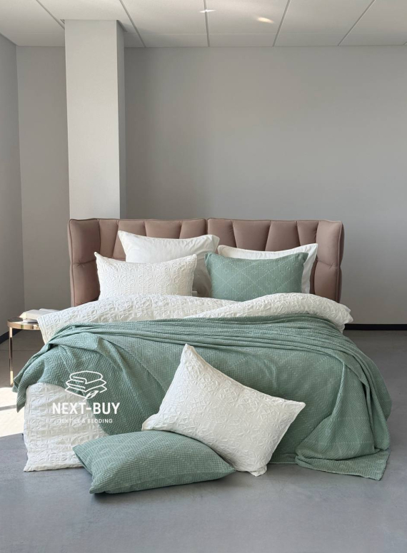 Жакардове покривало з наволочками Saheser Salsa yesil євро Туреччина