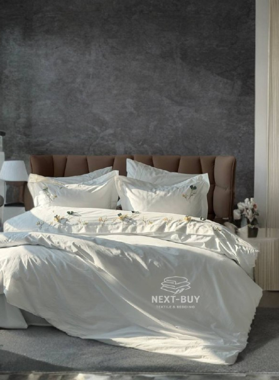 Постільна білизна євро Saheser Harmony Варена бавовна з вишивкою