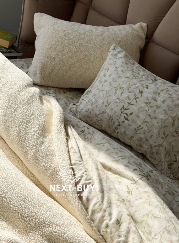 Зимовий комплект постільної білизни двосторонній Sherwood Krem євро Туреччина