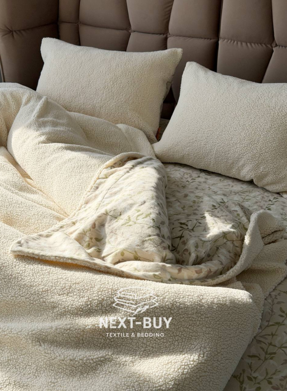 Зимовий комплект постільної білизни двосторонній Sherwood Krem євро Туреччина