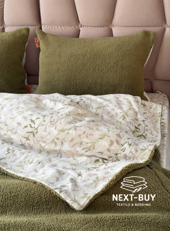 Зимовий комплект постільної білизни двосторонній Sherwood Haki полуторний Туреччина